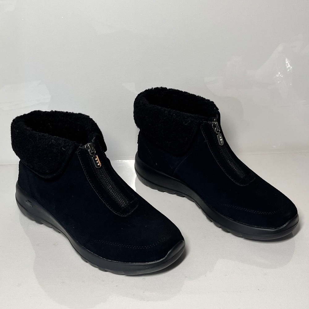 Skechers On-the-GO Joy NuzzleUp Water Repellent Suede Front-Zip Ankle Boots